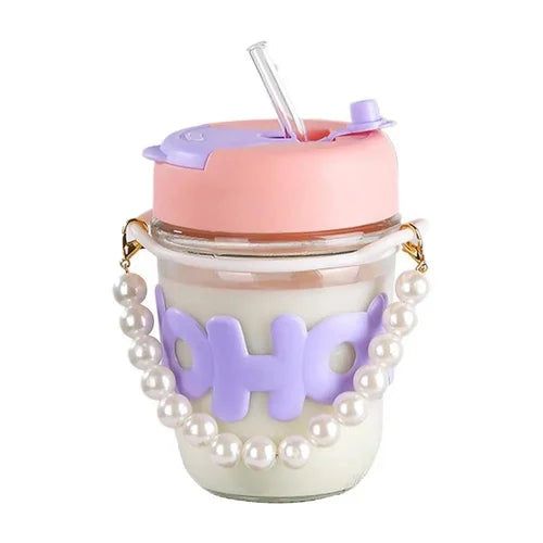 Mika Cup – Glass Sipper with Straw & Lid