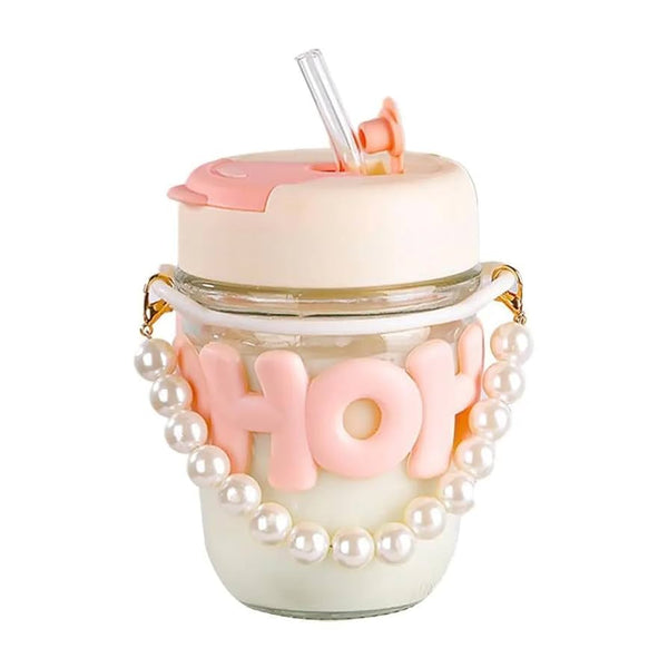 Mika Cup – Glass Sipper with Straw & Lid