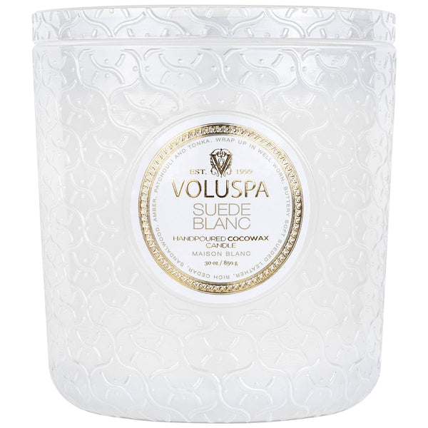 Voluspa Suede Blanc Luxe Candle Maison Blanc