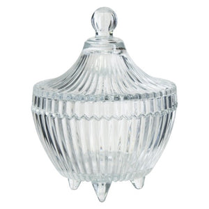 Ribbed glass trinket jar