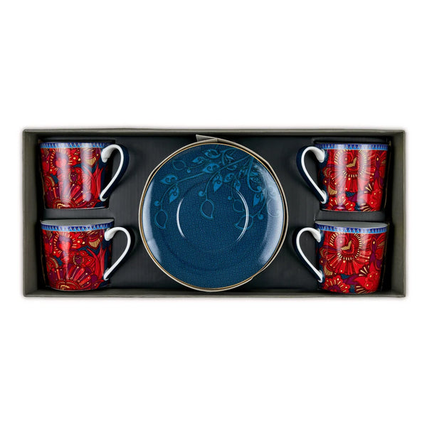 Kashmir Teacup & Saucer – Set of 4