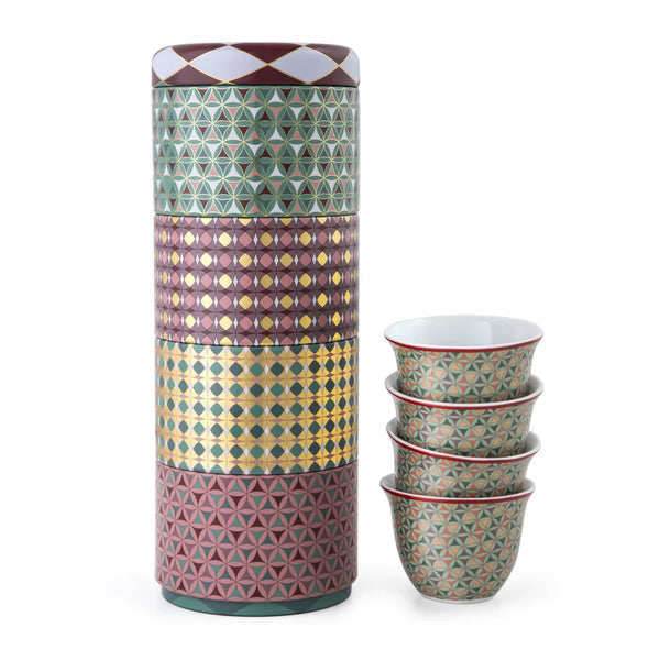 Tin Box with 4 Coffee Cups Opera – 60 ml by Images D’Orient