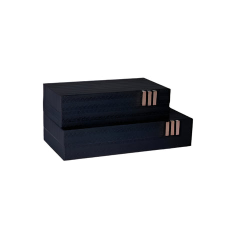 Miles Box Set – Black Weave Decorative Storage Boxes