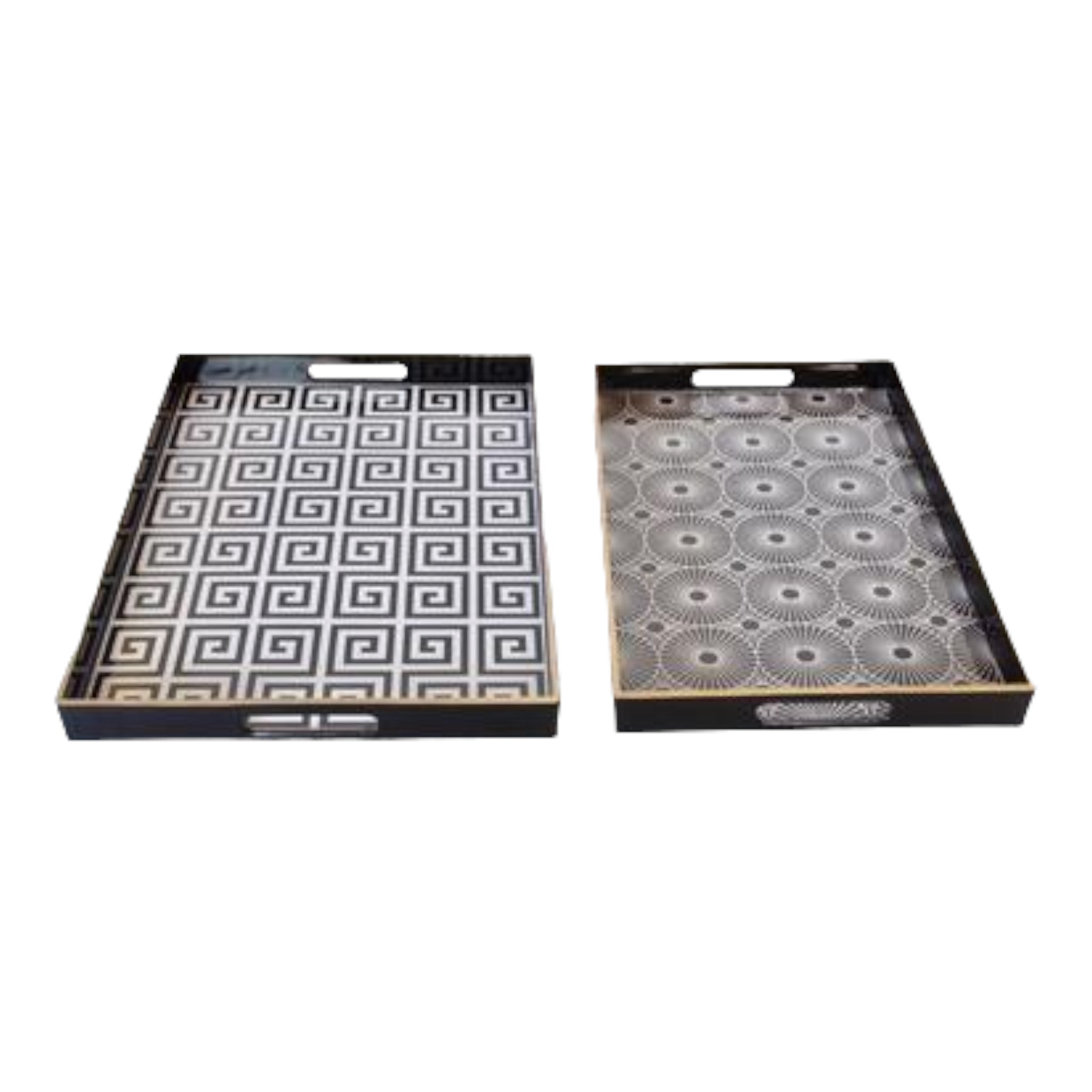 Patterned rectangular tray set