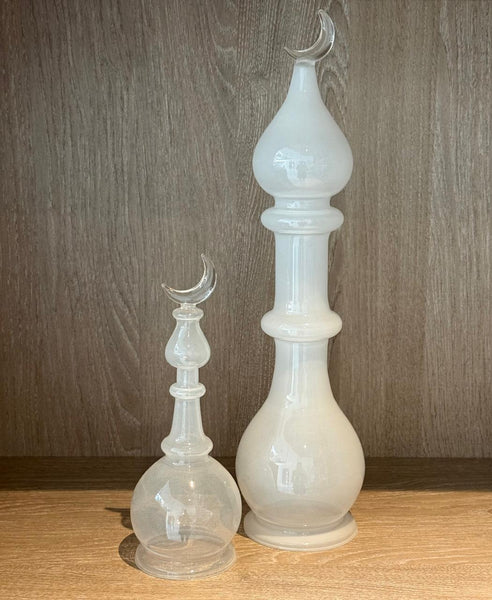 Al  Mihrab Frosted Crescent Glass Dome object (set of 2)