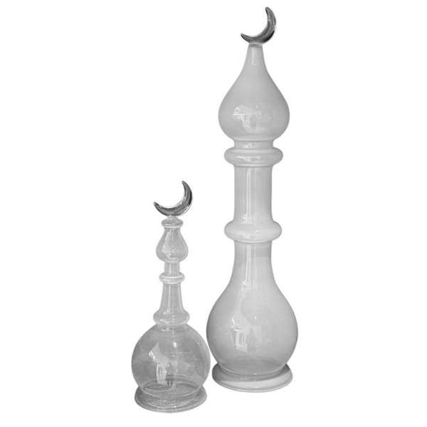Al  Mihrab Frosted Crescent Glass Dome object (set of 2)