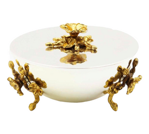 Orchid bloom bowl with lid